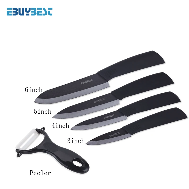 BBlack 3 4 5 6 Zirconia Ceramic Knives Set Knives Set 3 4 5 6 inch+ Peeler Multi-color Handle Paring Slicing Chef Knife Kitchen Cooking Tools - Цвет: BBlack 3 4 5 6