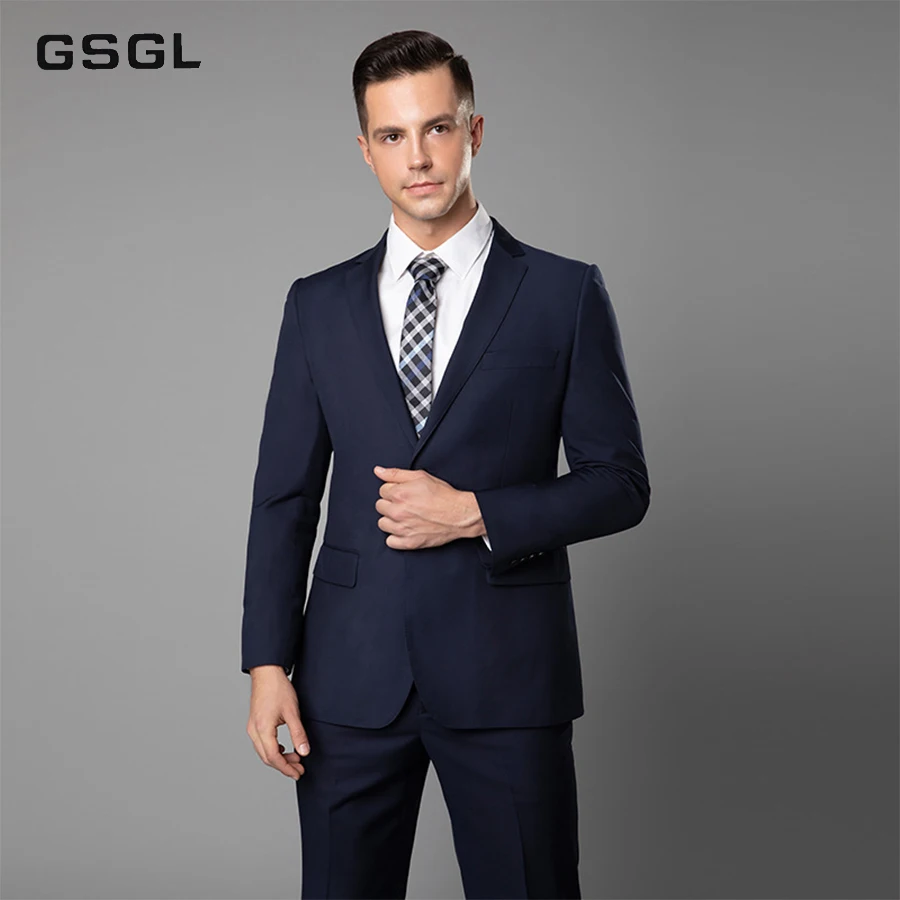 Men's 2-Piece Classic Fit Single Breasted 2 Buttons Blazer & Trousers Suit