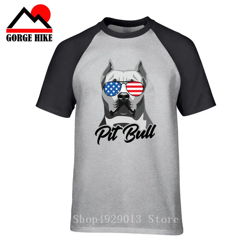 Мужская хлопковая футболка с круглым вырезом и короткими рукавами USA Pitbull