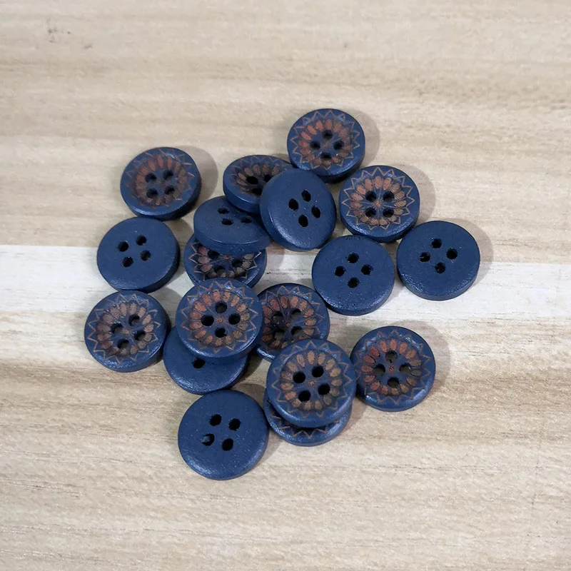 

SHINE 200PCs Wooden Sewing Buttons Scrapbooking Four Holes Laser Technology 13mm Dia. Costura Botones Decorate bottoni botoes