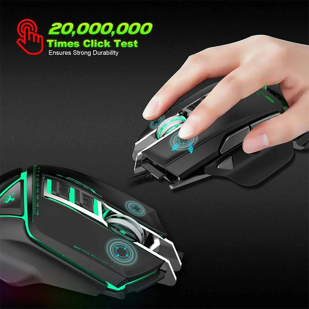 FELYBY профессиональная Проводная игровая мышь USB Дыхание LED 3200 точек/дюйм 11 кнопок