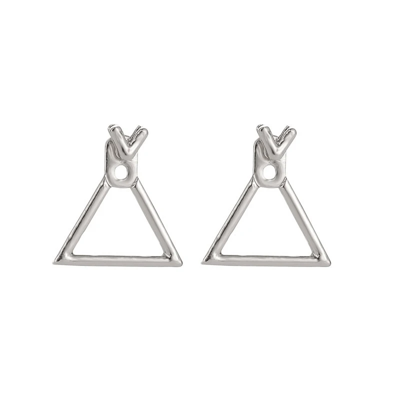 Triangle Silver Горячая Распродажа серьги-гвоздики креативные квадратные приморские простые минималистичные Модные полые 1 пара серебряные металлические золотые треугольные геометрические - Окраска металла: Triangle Silver