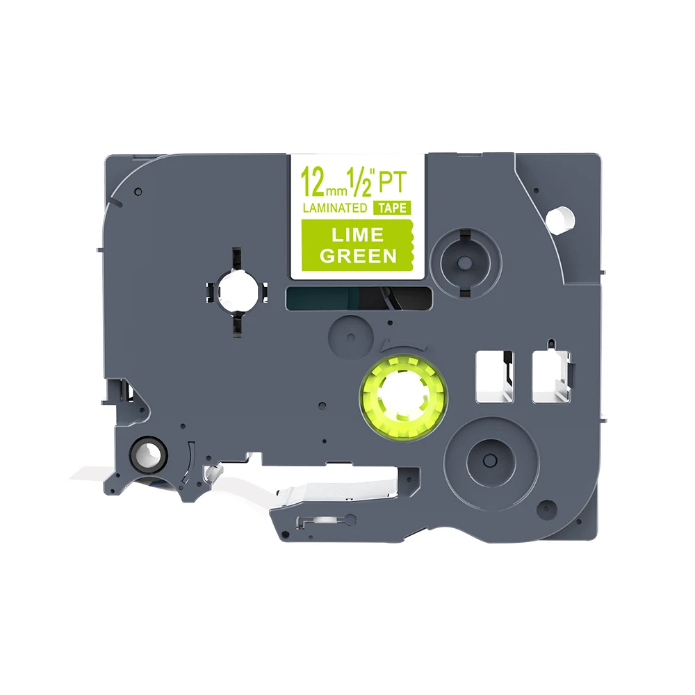 white-Lime Green 1 шт. 12 мм кассеты для этикеток TZ MQ835 TZe MQ835 ламинированные ленты Compatble для Brother P-Touch белый на атласном золотом brother labeler - Цвет: white-Lime Green