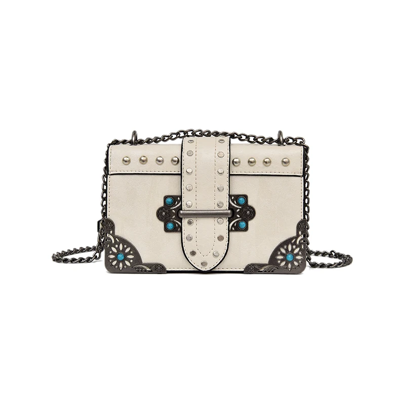 2019 Новинка весны и лета Для женщин ретро заклепки Crossbody мешок диких сумка цепь