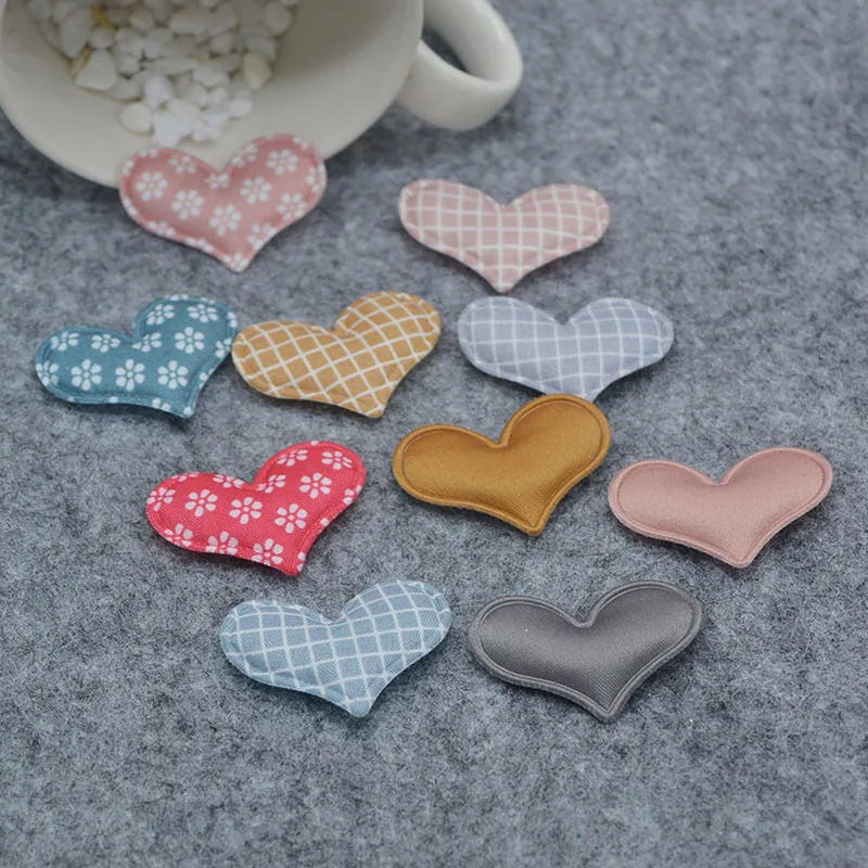 50 шт./лот 3 8*3 см Gingham аппликации с сердечками для DIY ручной работы Детские