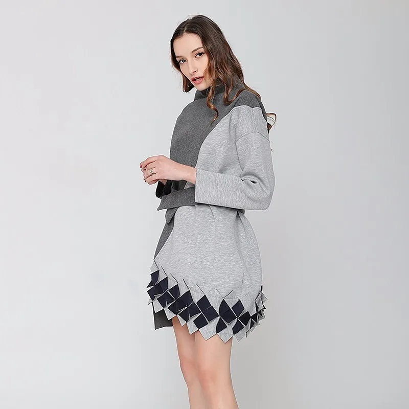 TWOTWINSTYLE Асимметричная Толстовка Платье Женская Лоскутная повязка повседневные
