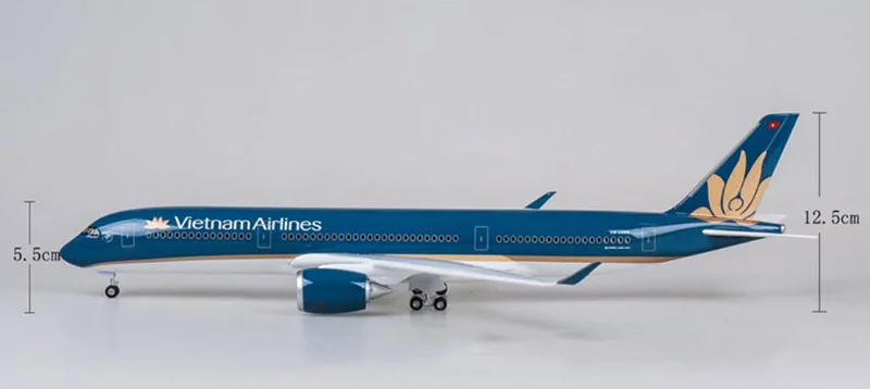 without light 47 см роскошный 1/142 масштаб Dreamliner самолет вьетнамские авиалинии самолет Airbus A350 модель светодиодный светильник колеса литой пластиковый самолет - Цвет: without light