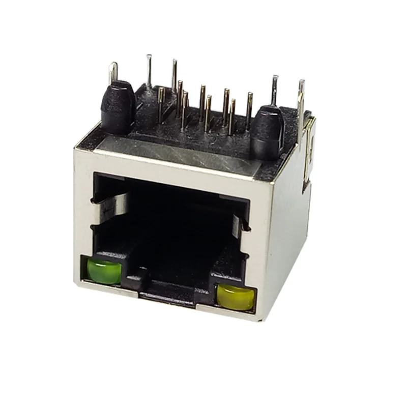 10 шт./лот 8P8C RJ45 коннектор для монтажа на панели с желтым зеленым светодиодом
