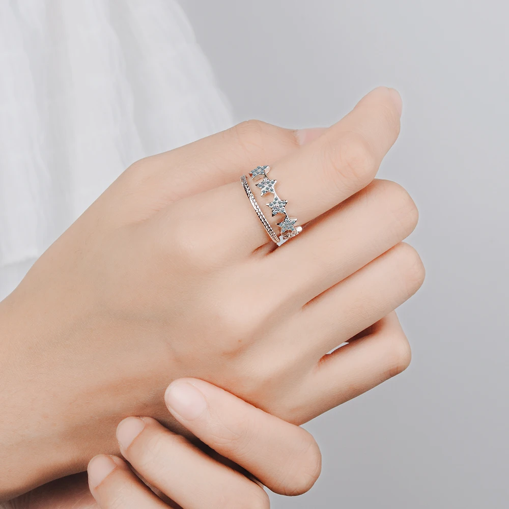 Женское регулируемое кольцо ModaOne AAAAA из стерлингового серебра 925 пробы с двойной