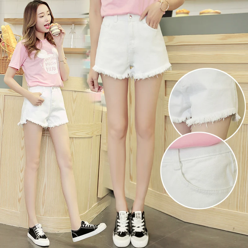 

sexy ripped shorts female summer four-color flashing high waist hot pantssummer denim denim shorts for women high waisted