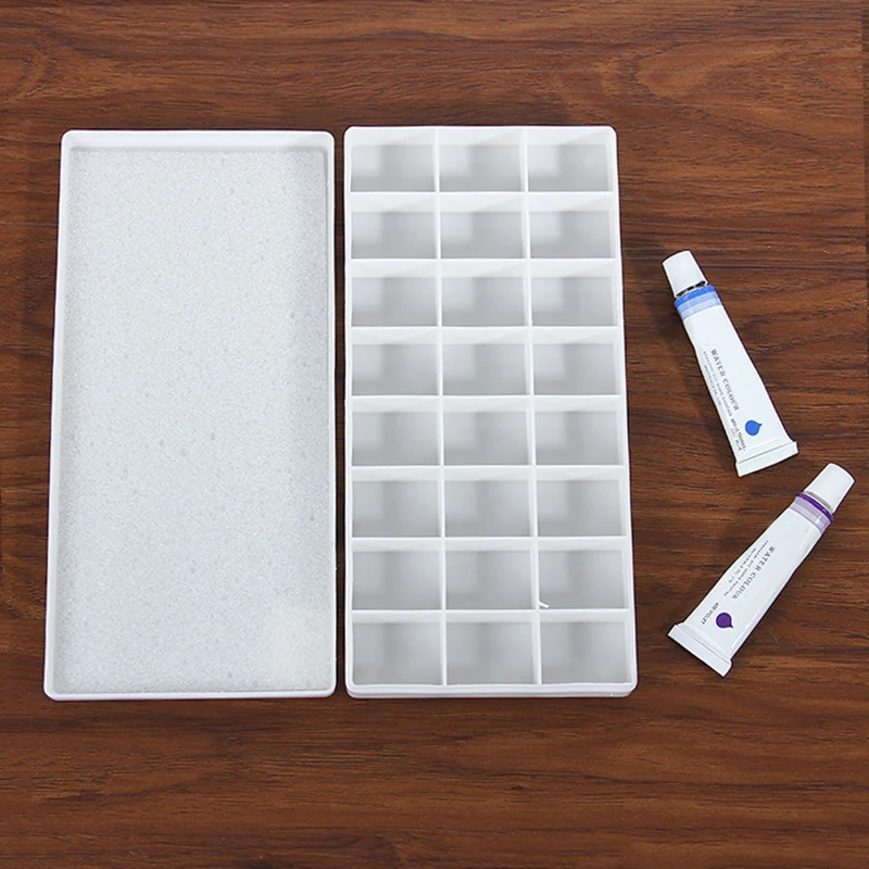 1 шт Акварельная палитра лоток 24 Сетки Белая пустая емкость для масла Палитра