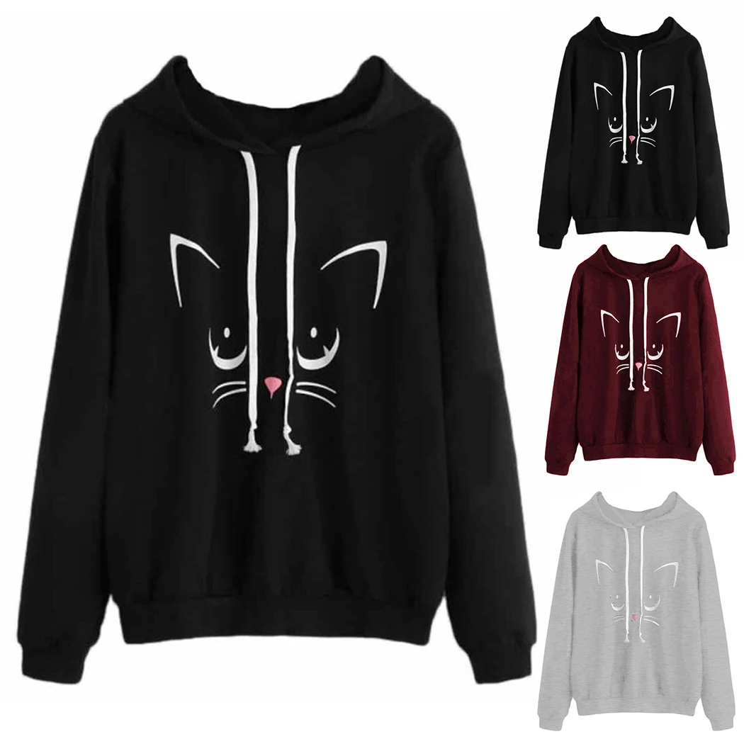 Женская толстовка с длинным рукавом и вышивкой в стиле Харадзюку черный свитер