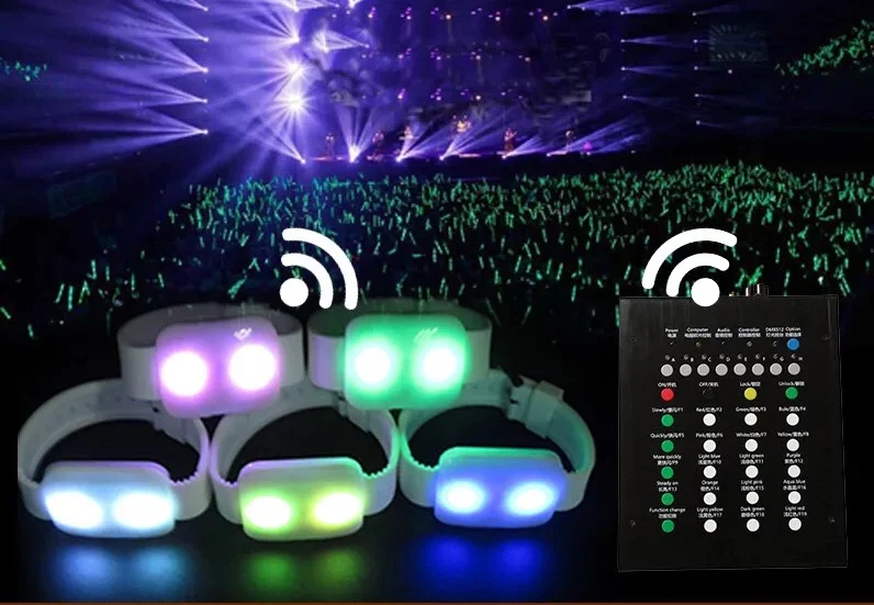 Kopen Fabrikanten Groothandel Afstandsbediening Lichtgevende Armband Led Custom Flash Armband Props Music Party Logo