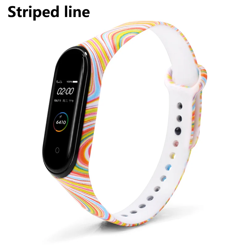 Striped Line BOORUI mi band 4 ремешок силиконовый miband 4 универсальные аксессуары спортивный ремешок на запястье Замена для xiaomi mi band 4 смарт-браслеты - Цвет: Striped Line