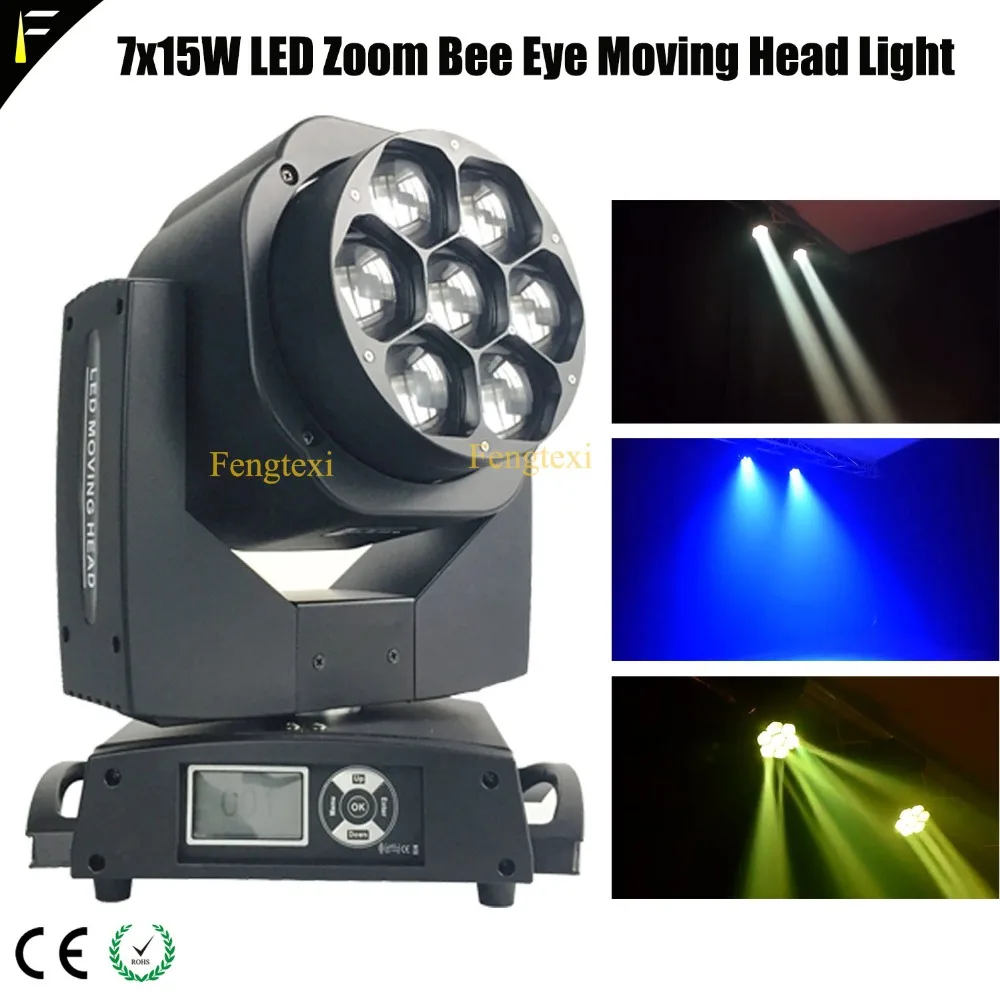 Led Zoom Bee Eye Moving Head Light 7x15 Вт RGBW 4в1 специальный сценический свет 4 60 градусов DMX512 Disco