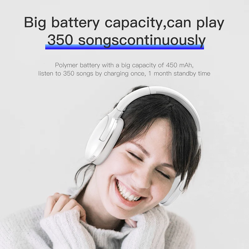 Беспроводные Bluetooth наушники Baseus складные музыкальные стереонаушники с басовым