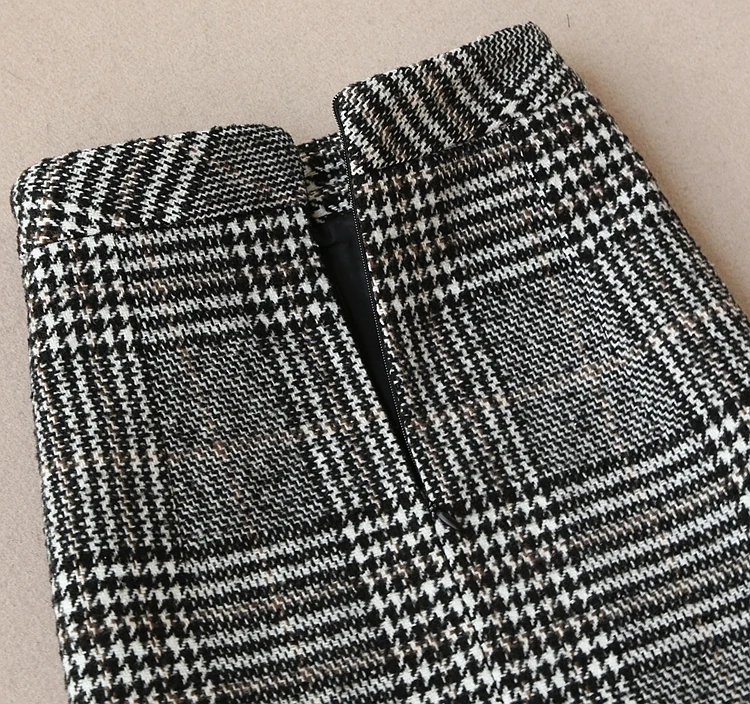 Fashion suit autumn and winter new Korean version of the slim long-sleeved tweed plaid coat ladies suit wild temperament