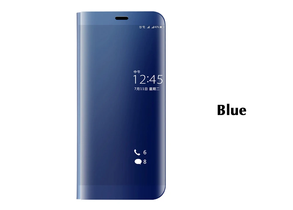 blue Чехол для huawei Honor View 10 20, умный флип-чехол, кожаный чехол для huawei Honor V20 V10, прозрачный зеркальный чехол с подставкой и держателем - Цвет: blue