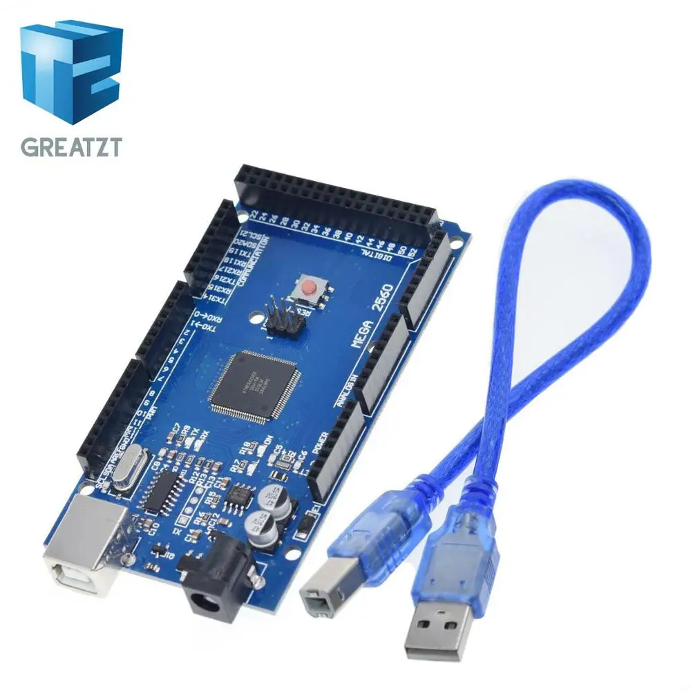 Плата GREATZT Mega 2560 R3 Mega2560 REV3 (ATmega2560 16AU CH340G) на usb кабеле совместима с arduino [с