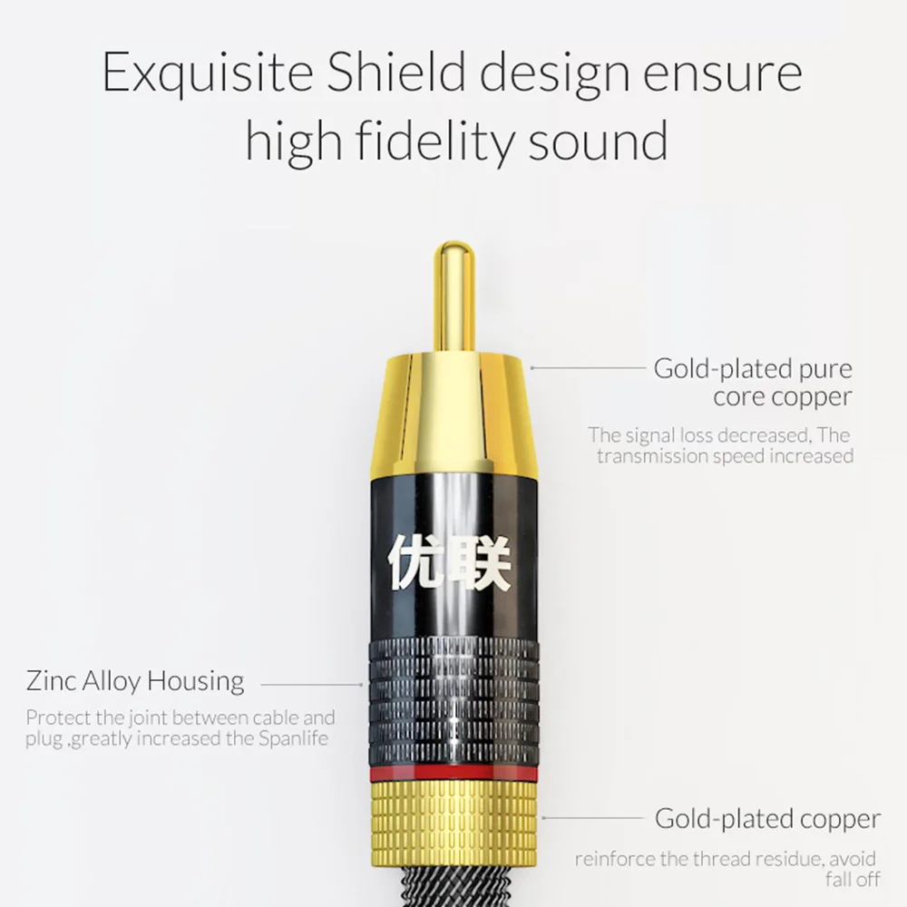 Превосходный аудиокабель Unnlink HIFI 2RCA на 2 RCA 0 5 м 1 3 10 для сабвуфера динамиков