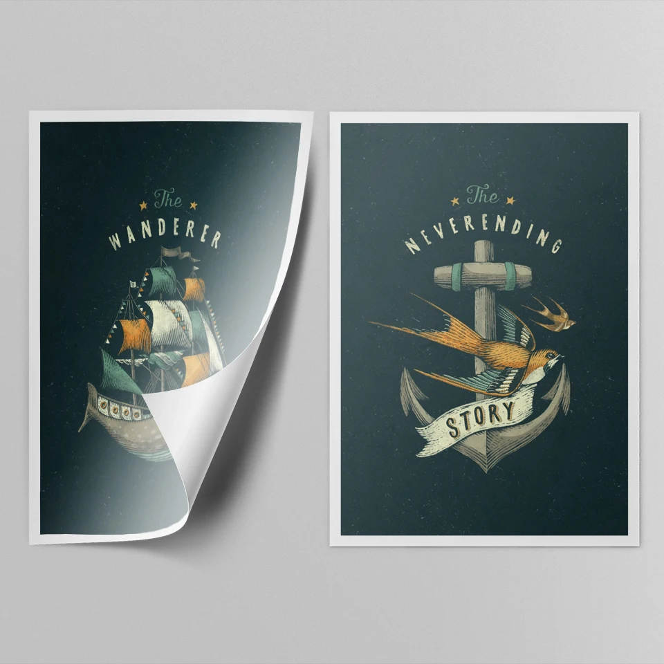 3 Панели мультфильм якорь печать Картина Настенная КИТ Рыбалка Холст стене