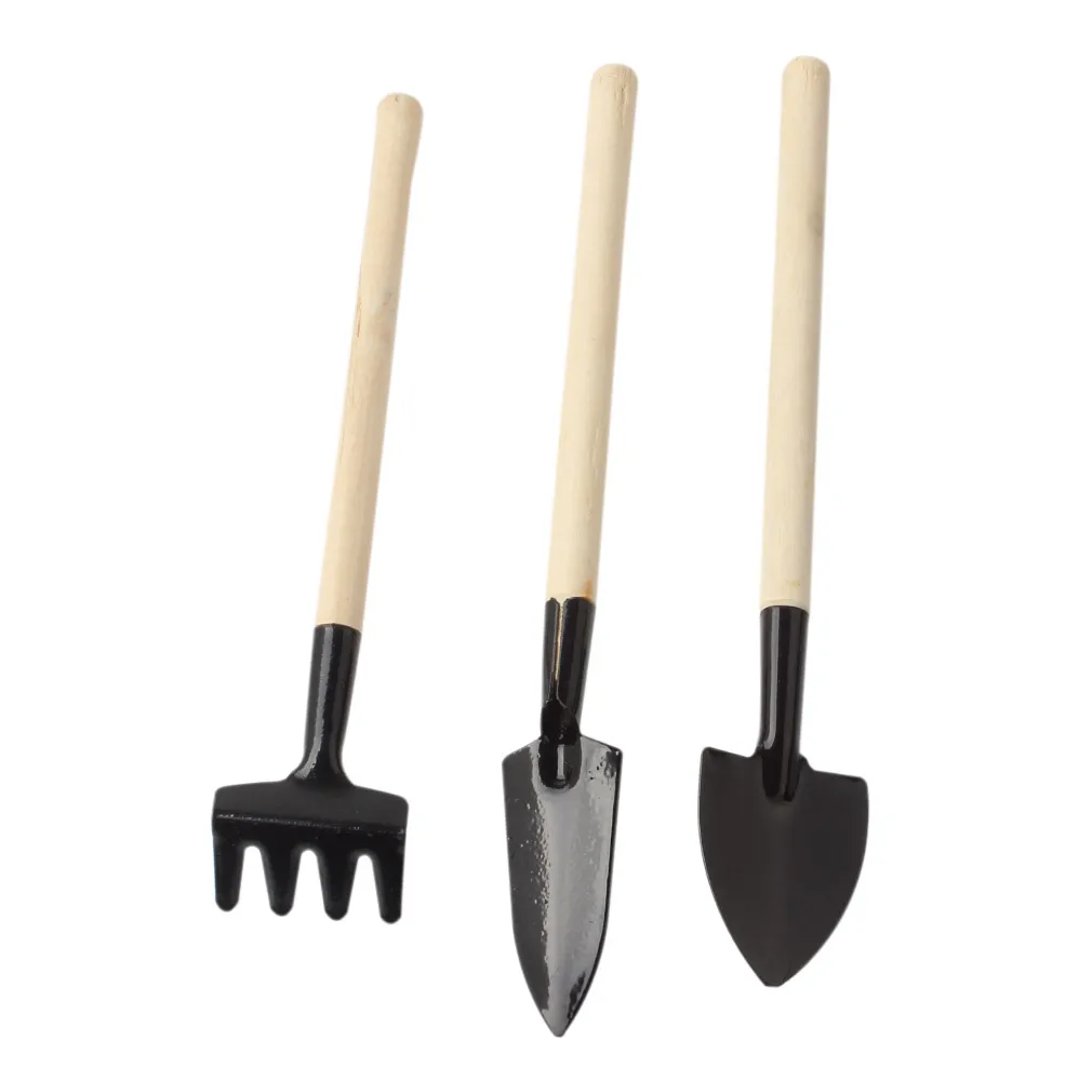Новое поступление Мини садовые инструменты 3 шт./лот лопатка грабли деревянная