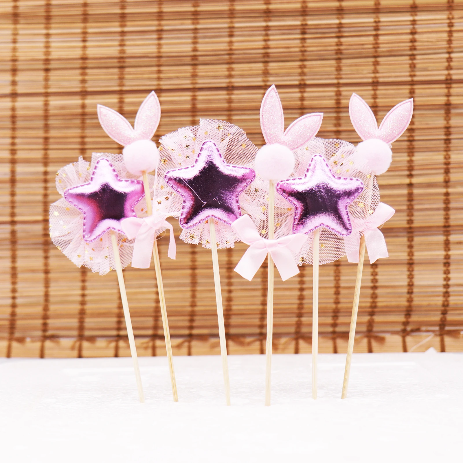 6pcs/set Star Rabbit Cupcake Cake Topper Flag Picks Decoration For Birthday Baby Shower Wedding Party Supply | Дом и сад