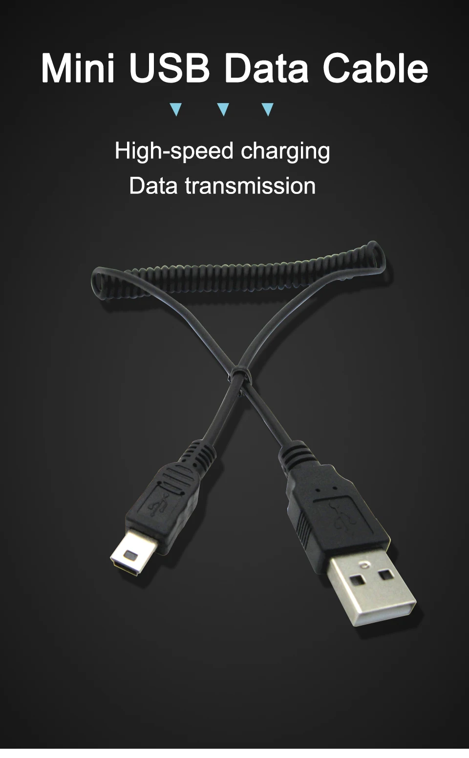 1,5 м Мини USB кабель передачи данных для быстрой зарядки для сотовых телефонов цифровая камера HDD MP3 MP4 плеер планшеты пружинный удлинитель