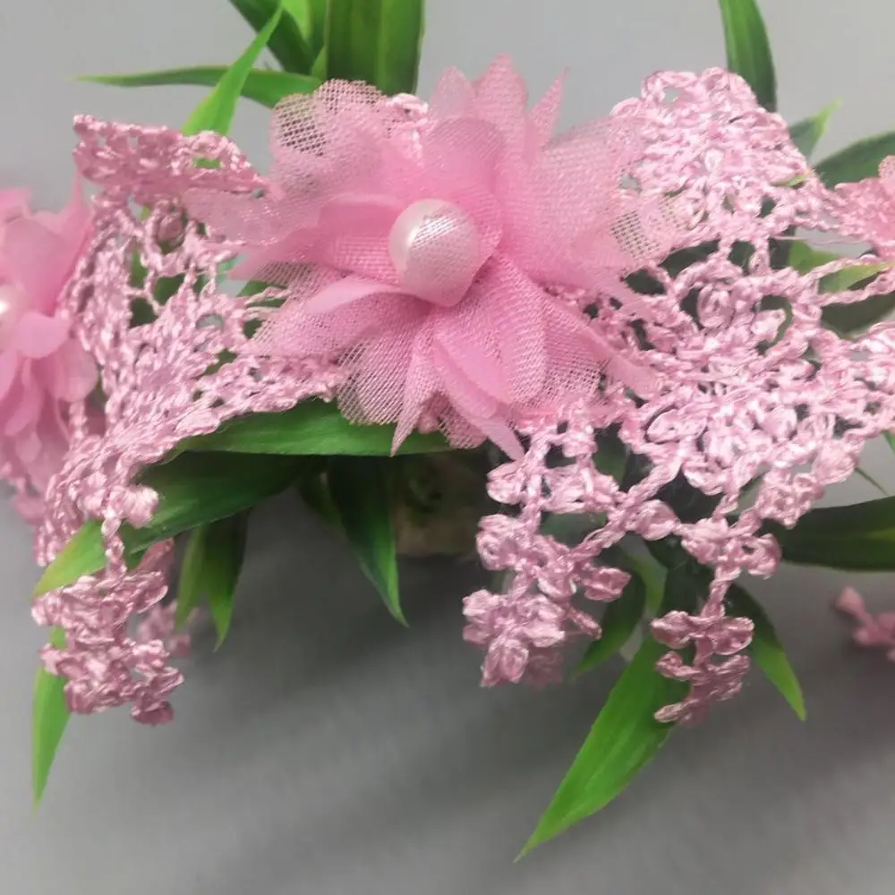 Pink 20 штук винтажная цветная Цветочная жемчужная кисточка кружевная отделка Лента ткань свадебное платье лента ручной работы DIY Аппликация Швейное Ремесло - Цвет: Pink