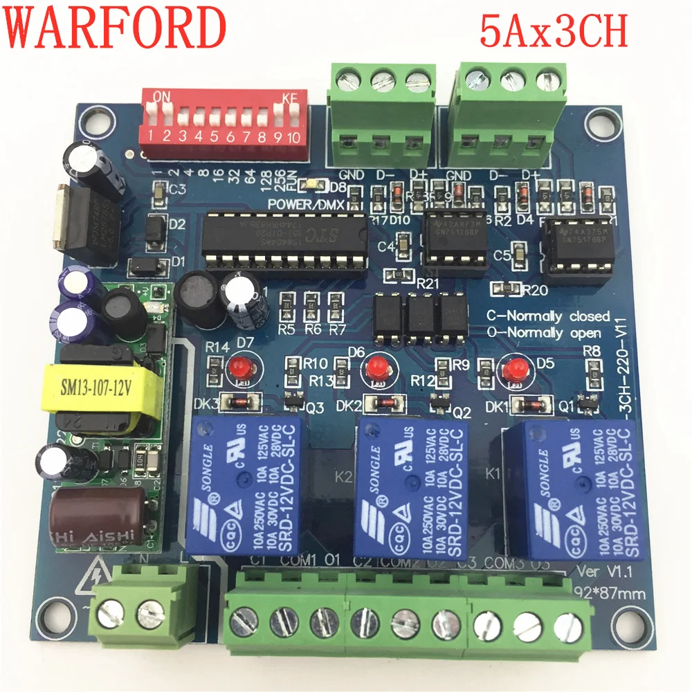 2018 new high quality1pcs 3CH*5A DMX512 relay input AC110v-220V use for led lamp strip DMX-RELAY-3 channel DMX controller | Освещение
