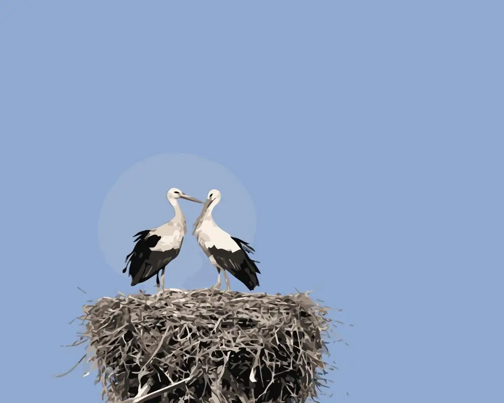 MaHuaf j418 storks in the nest набор для рисования птиц по номерам художественные животные