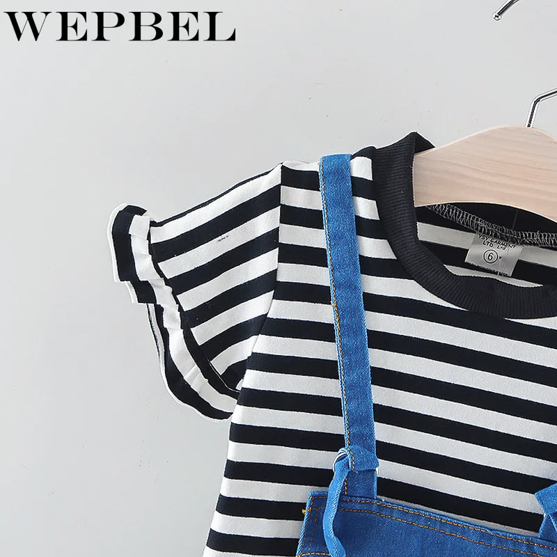 WEPBEL/летние детские джинсовые шорты + футболка детская одежда из двух предметов