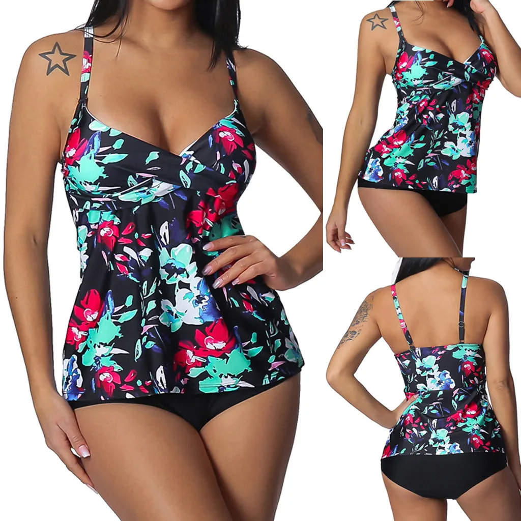 Бикини 2019 сексуальный женский плюс размер Танкини с принтом купальник пляжная
