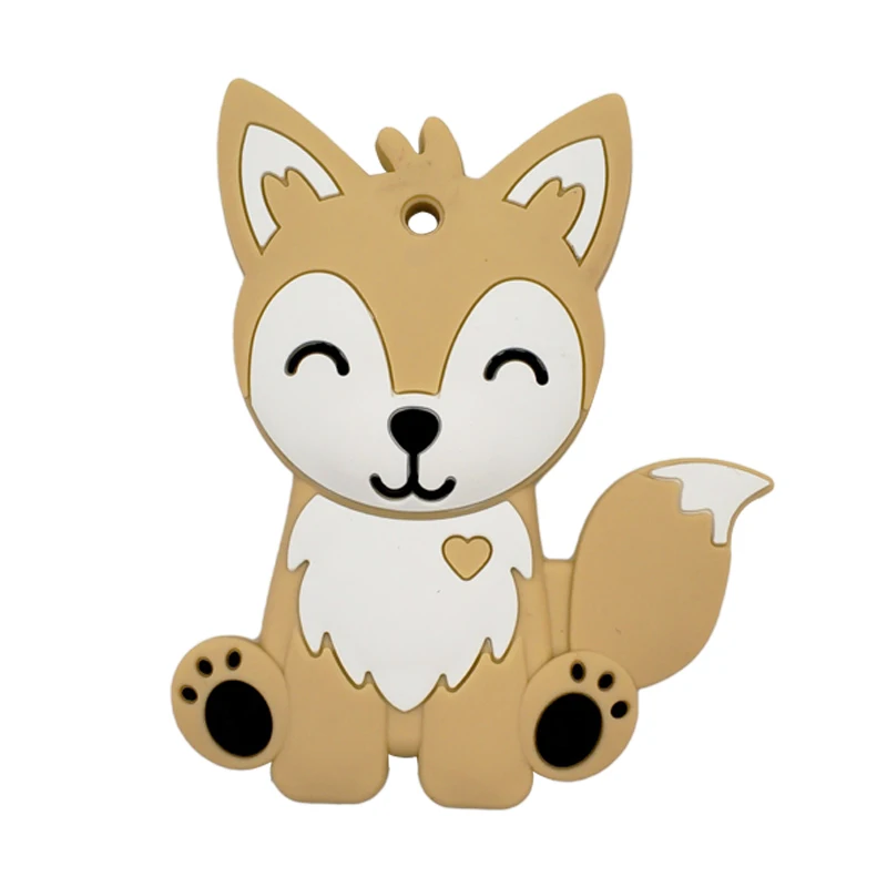 Fox Khaki Укус пищевого силикона Diy животное коала детский Прорезыватель жевательное Кольцо Силиконовые Детские Прорезыватели игрушки подарок для детей Детские подвески - Цвет: Fox Khaki