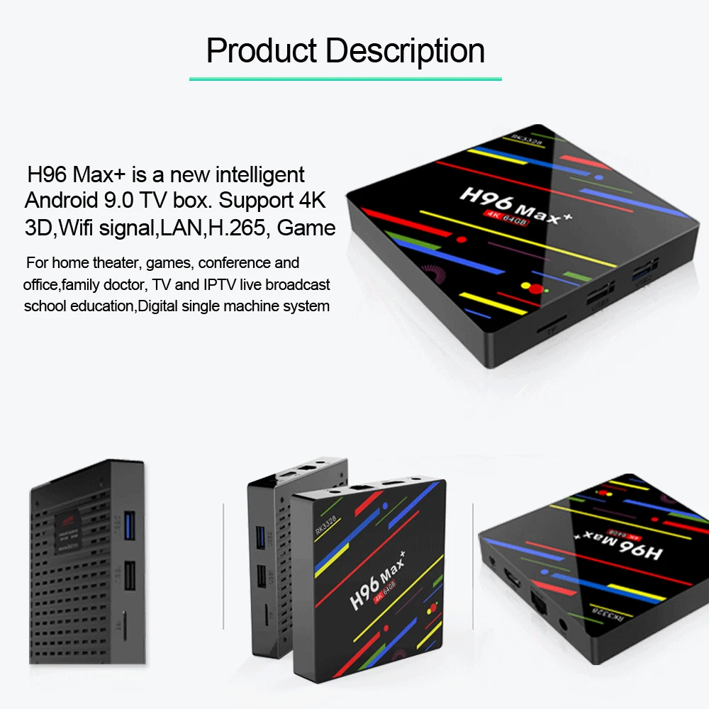 ТВ приставка kebidumei H96 MAX Plus Android 9 0 4 Гб ОЗУ 16 ГБ 32 64 ПЗУ телеприставка RK3328 2 + 5G Wi Fi 4K H.265