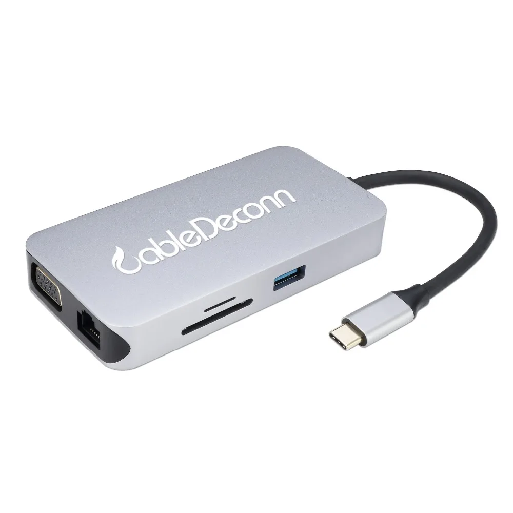 Usb c hdmi ethernet vga type концентратор thunderbolt 3 ethnernet rj45 lan 5 мм usb3.0 зарядка многопортовый