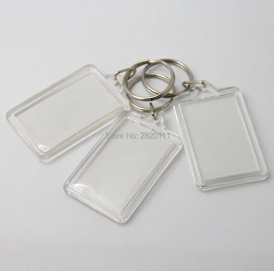 Оптовая продажа 50 шт. пустые акриловые квадратные и прямоугольные фото брелки