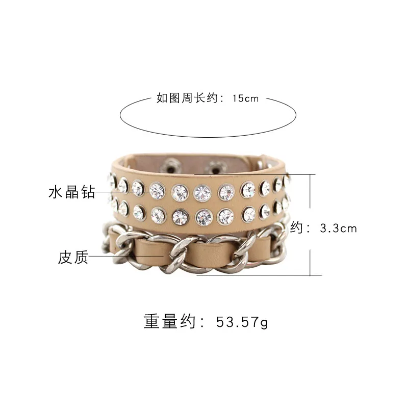 Free shipping Fashion jewelry Wholesale gift Light - colored double wide leather rivet buckle bracelet. | Украшения и аксессуары