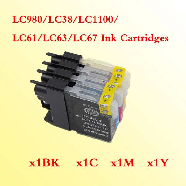 4 шт. совместимый картридж для принтера brother LC980/LC38/LC1100/LC61/LC63/LC67|cartridge copier|cartridge