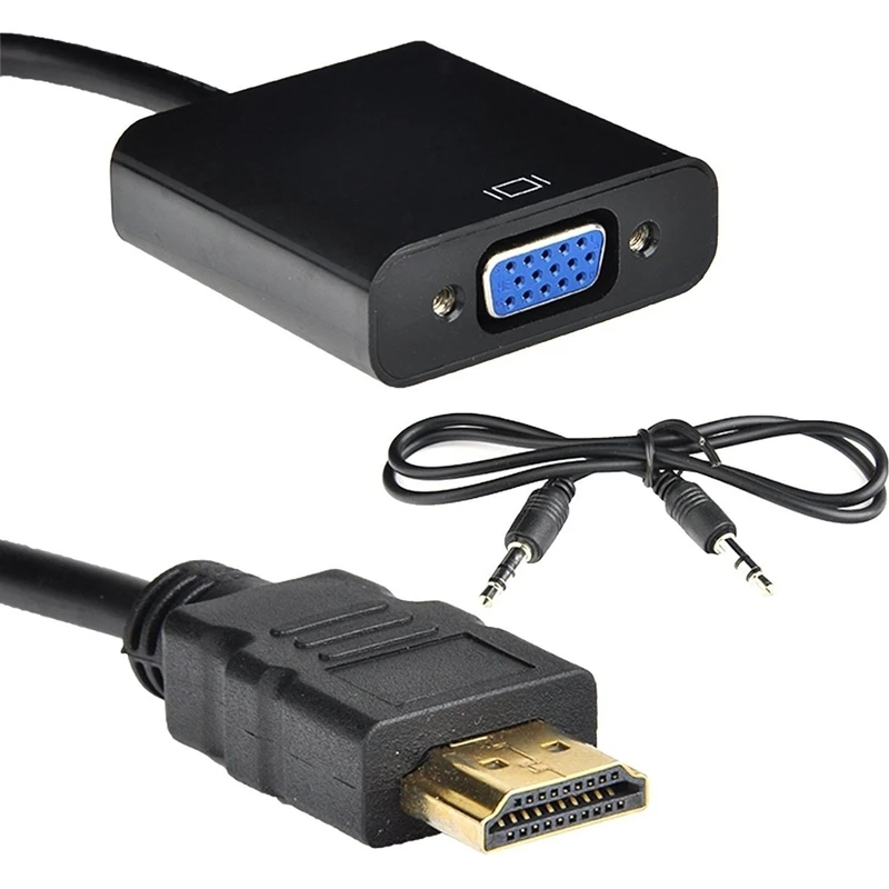 New 1080P HDMI Male to VGA Female Cables Converter Adapter With 3.5mm TV AV HDTV Audio USB Cable for PC | Компьютеры и офис