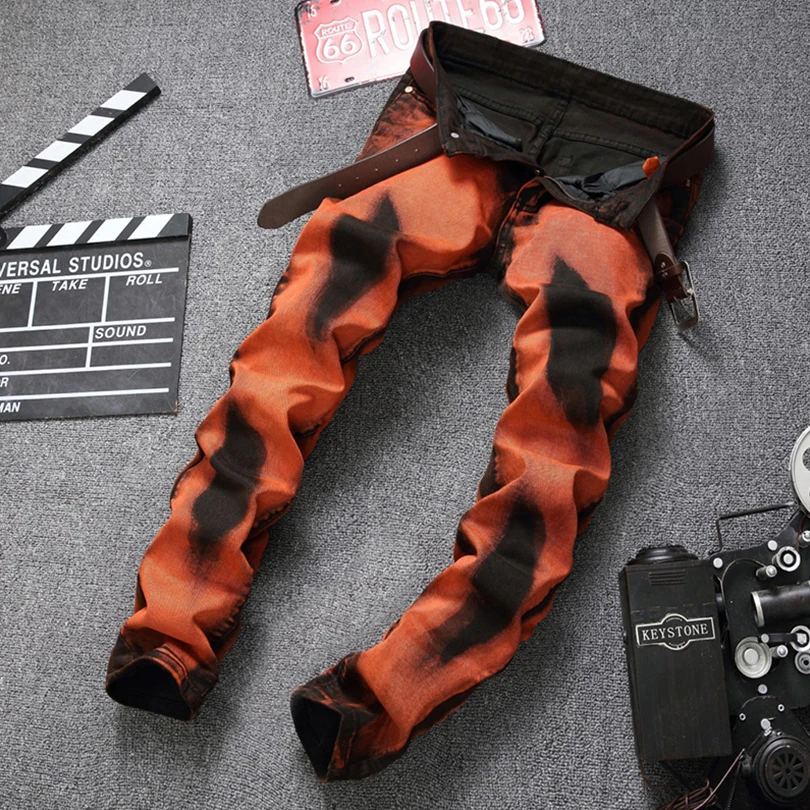 2017 Моды для Мужчин Джинсы Карандаш Брюки Стрейч Вскользь Slim Fit Тощий Эластичный