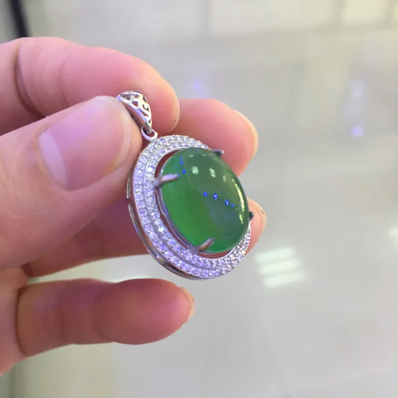 BSL Fine Jewelry 925 пробы Серебряный зеленый нефрит кулон ожерелье для женщин свадебный подарок новое поступление