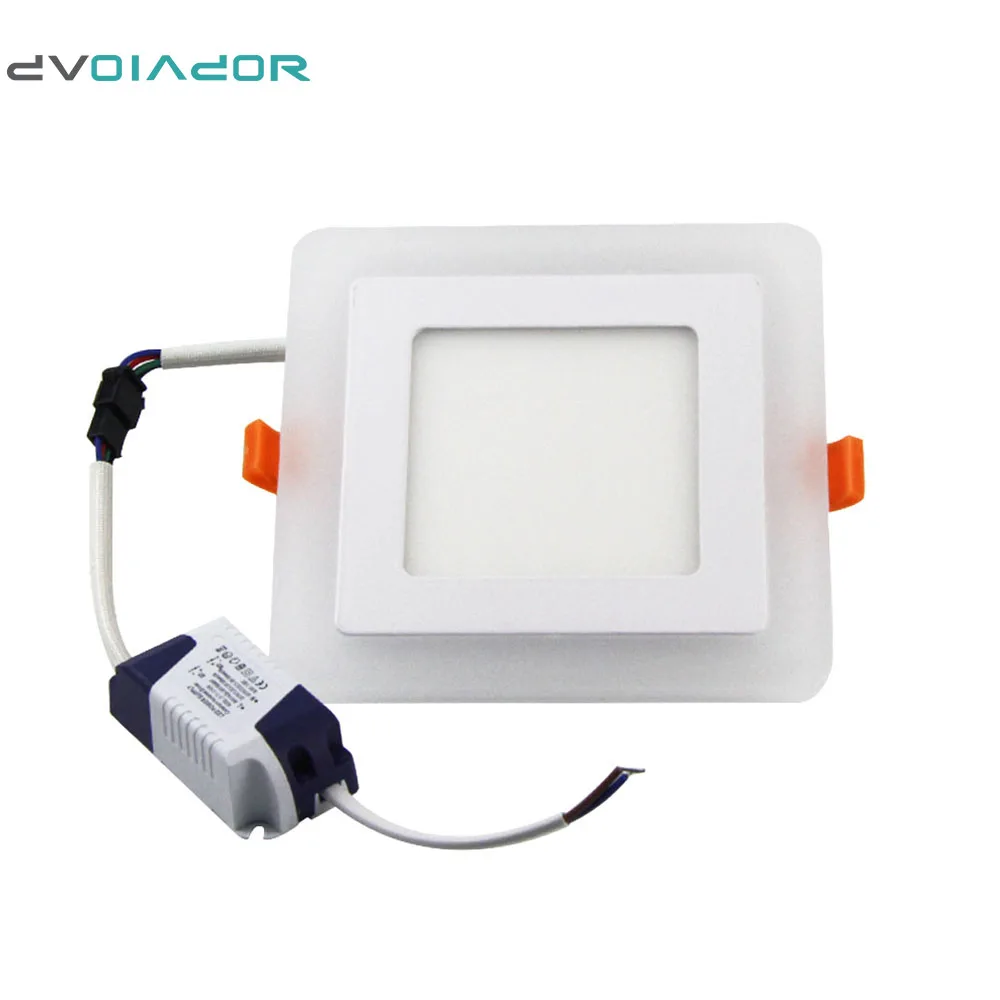 DVOLADOR Square Double Color LED Panel Light 6W 9W 16W AC110V-220V led Ceiling Recessed Downlight for home Decoration light | Лампы и