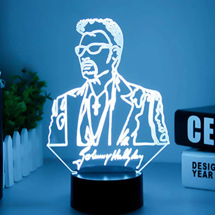 Последние Johnny Hallyday светодиодный ночник 3D праздничное освещение Smart 7 цветов Touch изменение спальня домашний декор Luminaria для детей Подарки