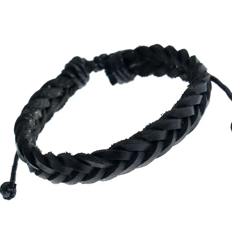1 шт. черный/коричневый кожаный плетеный браслет для серферов обертка