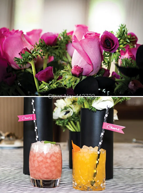 Ура серый полосатый питьевой Бумага Соломинки партии свадьба день рождения