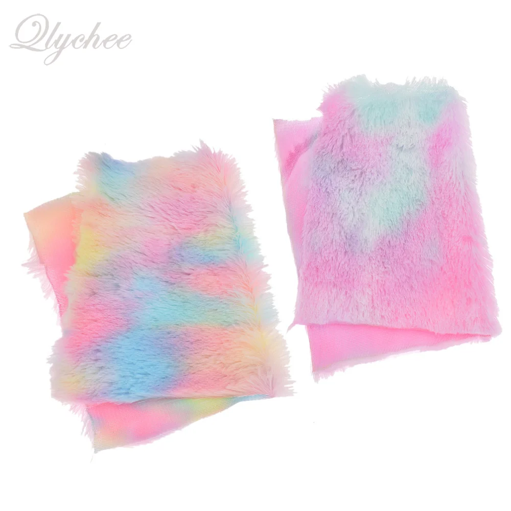 Уникальная Радужная градиентная Полиэстеровая меховая ткань A4 29*21 см для девочек