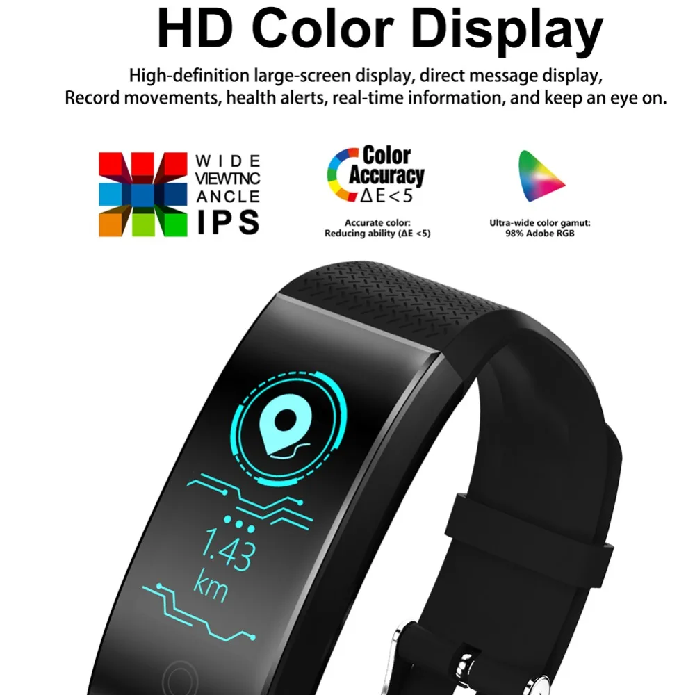 Смарт часы с цветным экраном водонепроницаемый фитнес трекер пульсометр