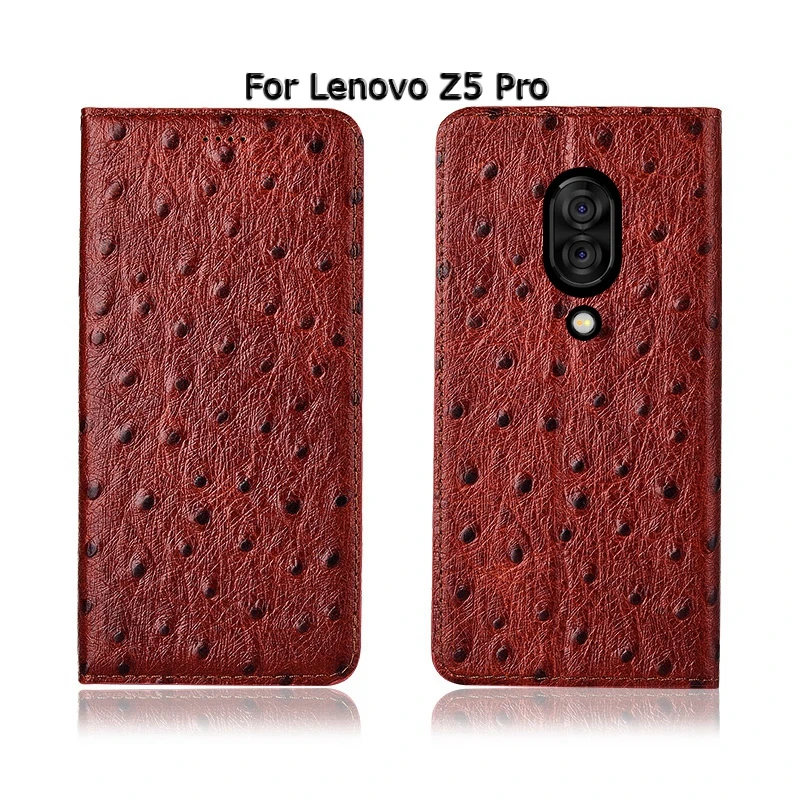 Страус Текстура чехол для lenovo Z5 Pro Z5s GT крышка флип подставка, гнездо для карточек из натуральной кожи чехол для телефона