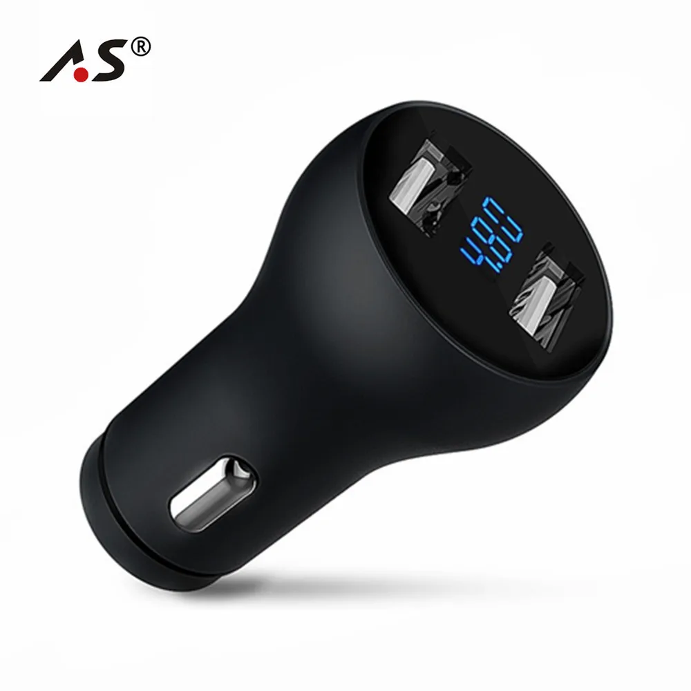 A.S светодиодный USB автомобильный адаптер зарядного устройства 4.8A металлический автомобильный зарядное устройство мобильный телефон автомобильное USB зарядное устройство Авто Зарядка 2 порта 24 Вт для samsung iPhone